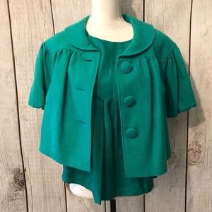 Chelsea & Theodore cropped jacket/silk shell