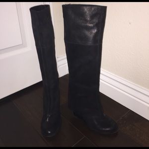 Vince Camuto black leather knee high boots