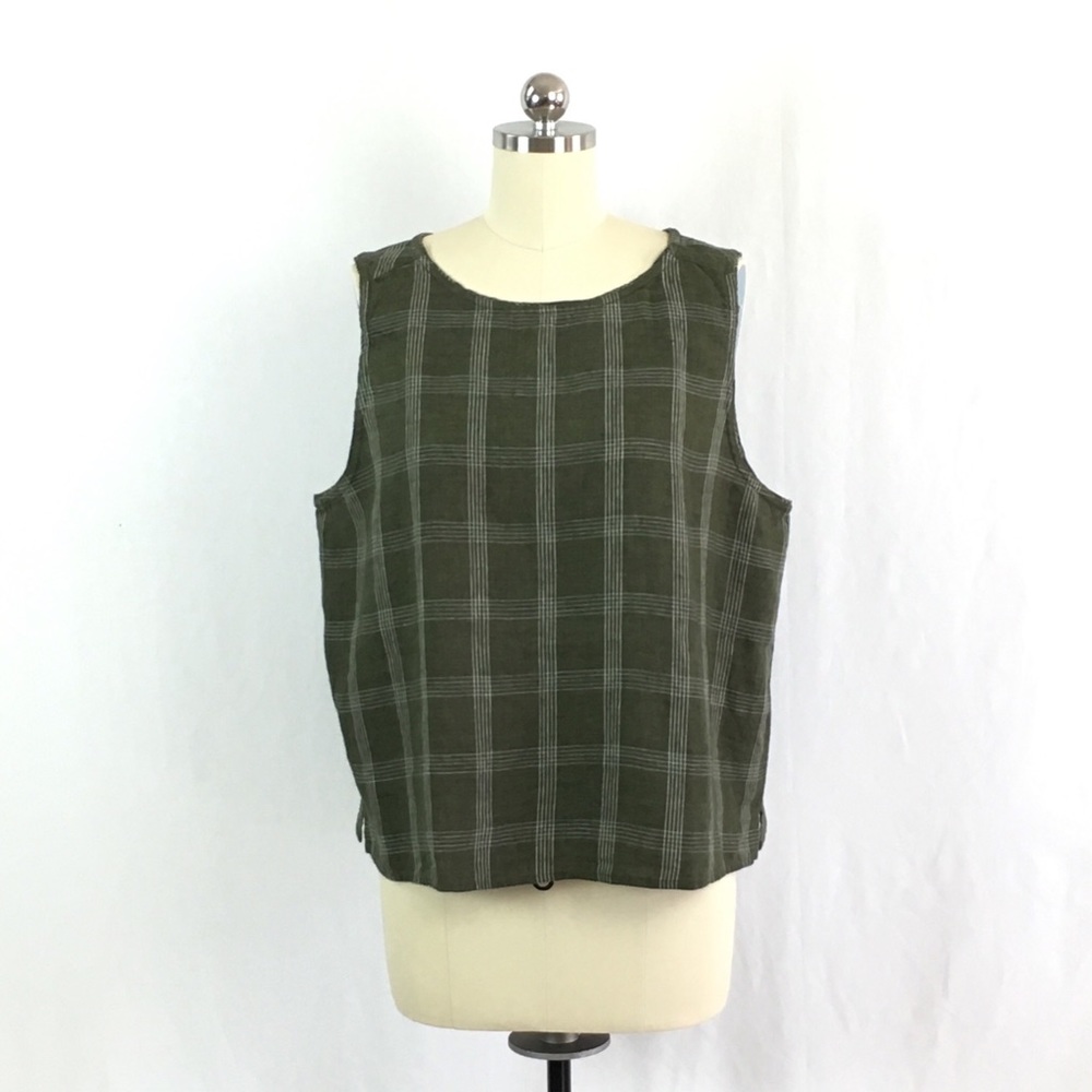 🎈SALE🎈Eileen Fisher Plaid Organic Linen Top