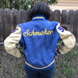 90's letterman wool jacket