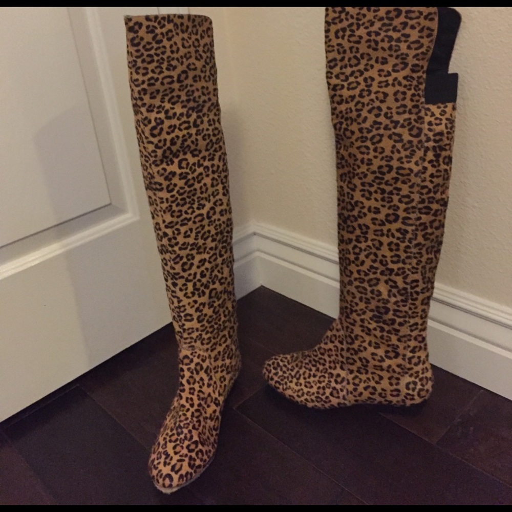 Dolce vita leopard pony hair knee high boots