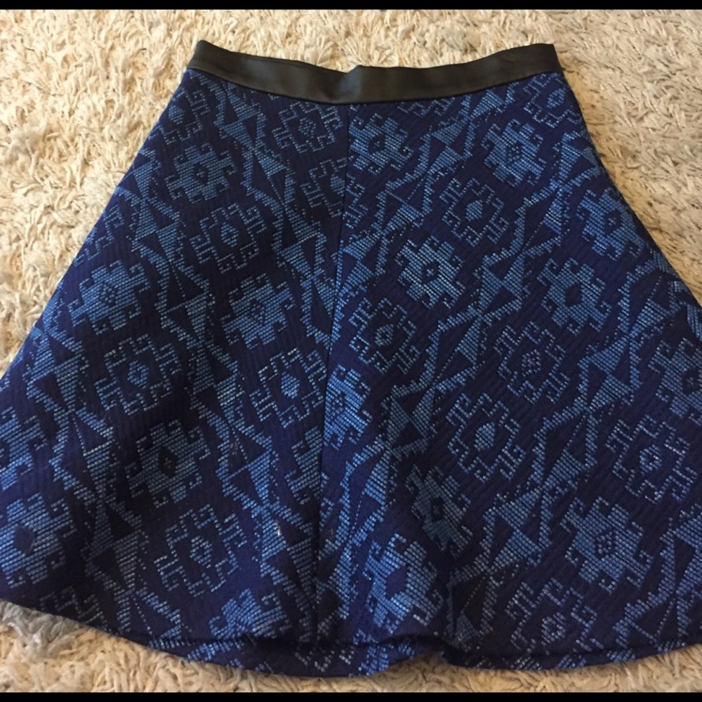 Zara tapestry skirt with faux leather trim