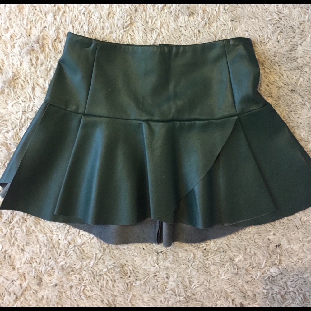 Forrest green faux leather skirt