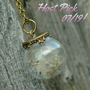 Host Pick!!!  Glass Orb Bronze Dandelion Necklace