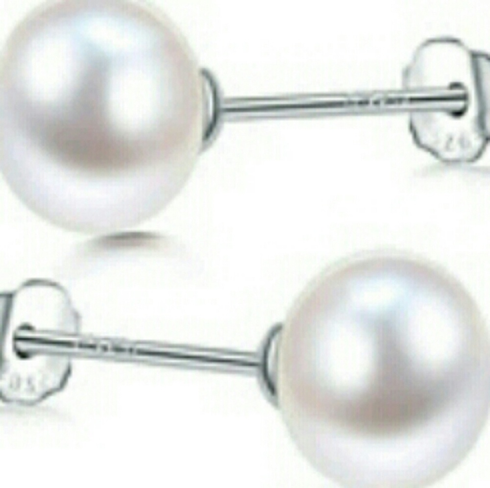 White Pearl Stud Earrings