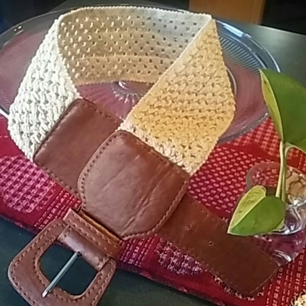 Natural Macrame Stretch Wide Belt