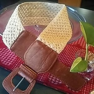 Natural Macrame Stretch Wide Belt