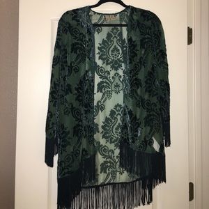 Velvet forest green/Forever 21 kimono size S