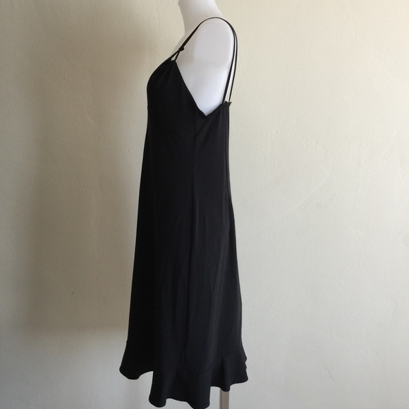 BCBGMAXAZRIA Black Sleeveless Flounce Dress Sz L - Picture 3 of 6