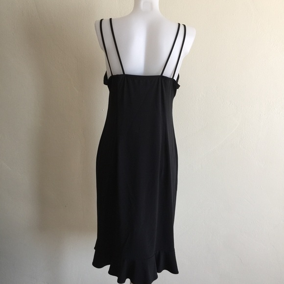 BCBGMAXAZRIA Black Sleeveless Flounce Dress Sz L - Picture 4 of 6