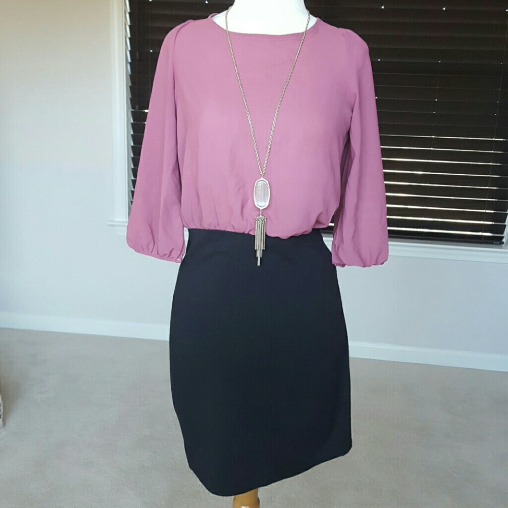 Mauve and black edgy open back dress