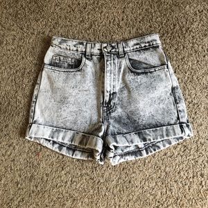 High-Waist Acid Wash Shorts