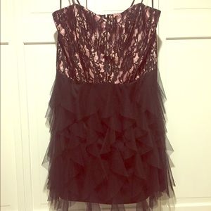 Pink and black lace dress