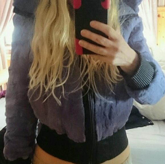 Genuine RABBIT fur SexY crop bomber jacket - Picture 3 of 4