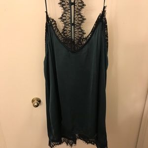 Jolt green black lace halter tank XL