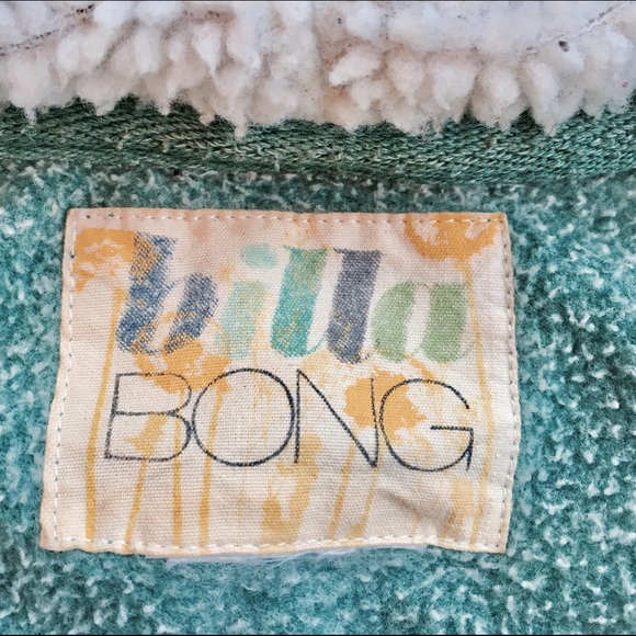 [BillaBong] Plaid Turquoise Furry Hooded Jacket - Picture 4 of 6