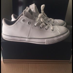 White leather converse size 5Y