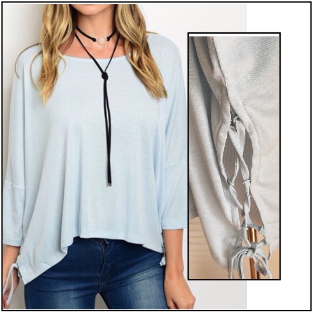 🆑FINAL PRICE LAST ONE! Side Tie Blue Top - Picture 2 of 4