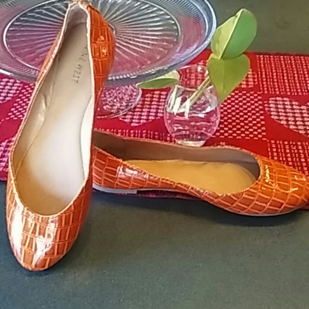 Nine West Burnt Orange Textured Flats