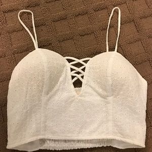White lace crop top
