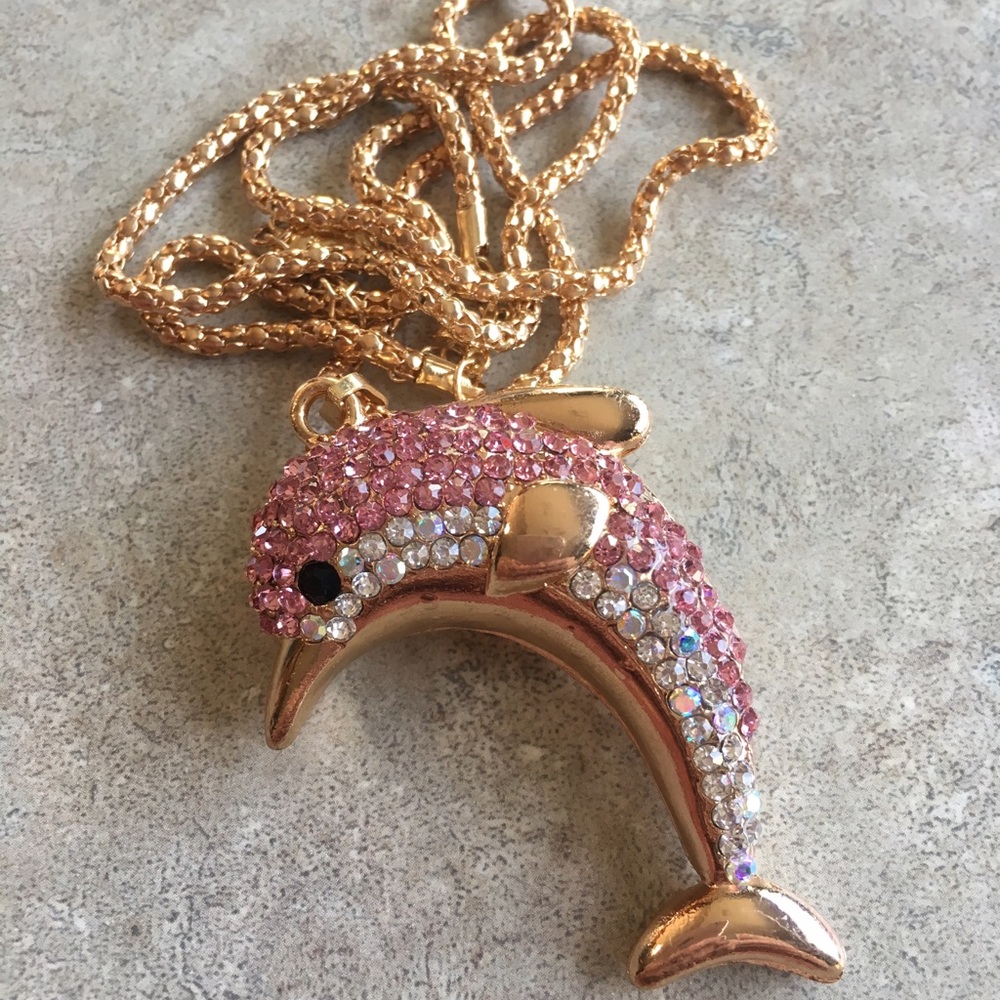 Betsy Johnson Crystal Dolphin Necklace