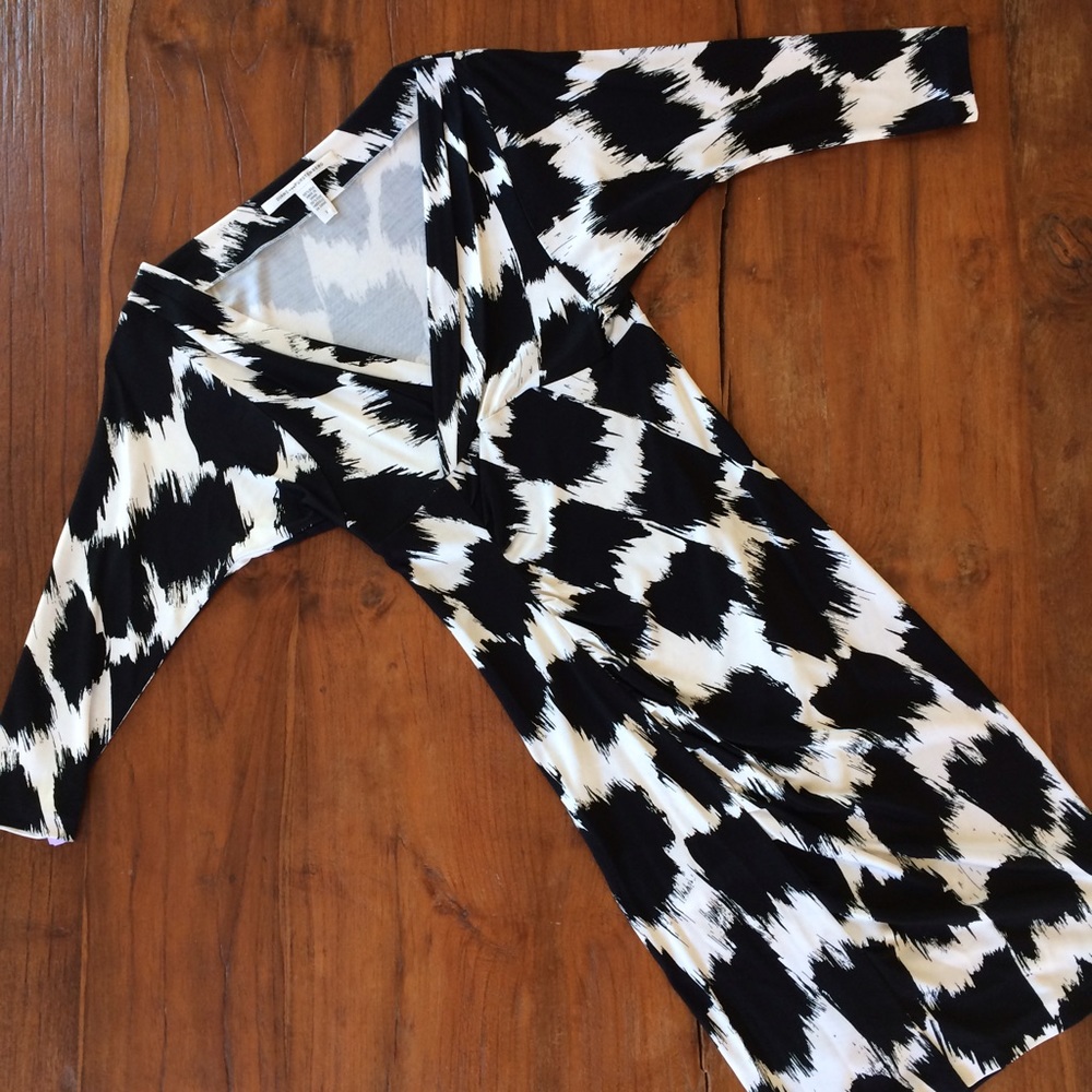 Flattering faux wrap 100% silk dress
