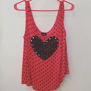 Rue 21 polka dot and lace tank top