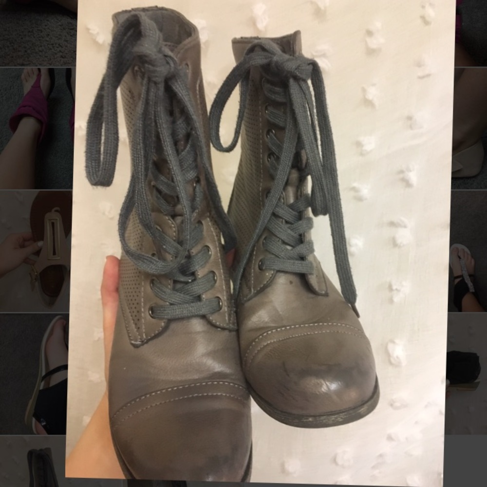 Grey Combat boots