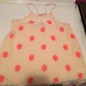 Tan tank top with pink design