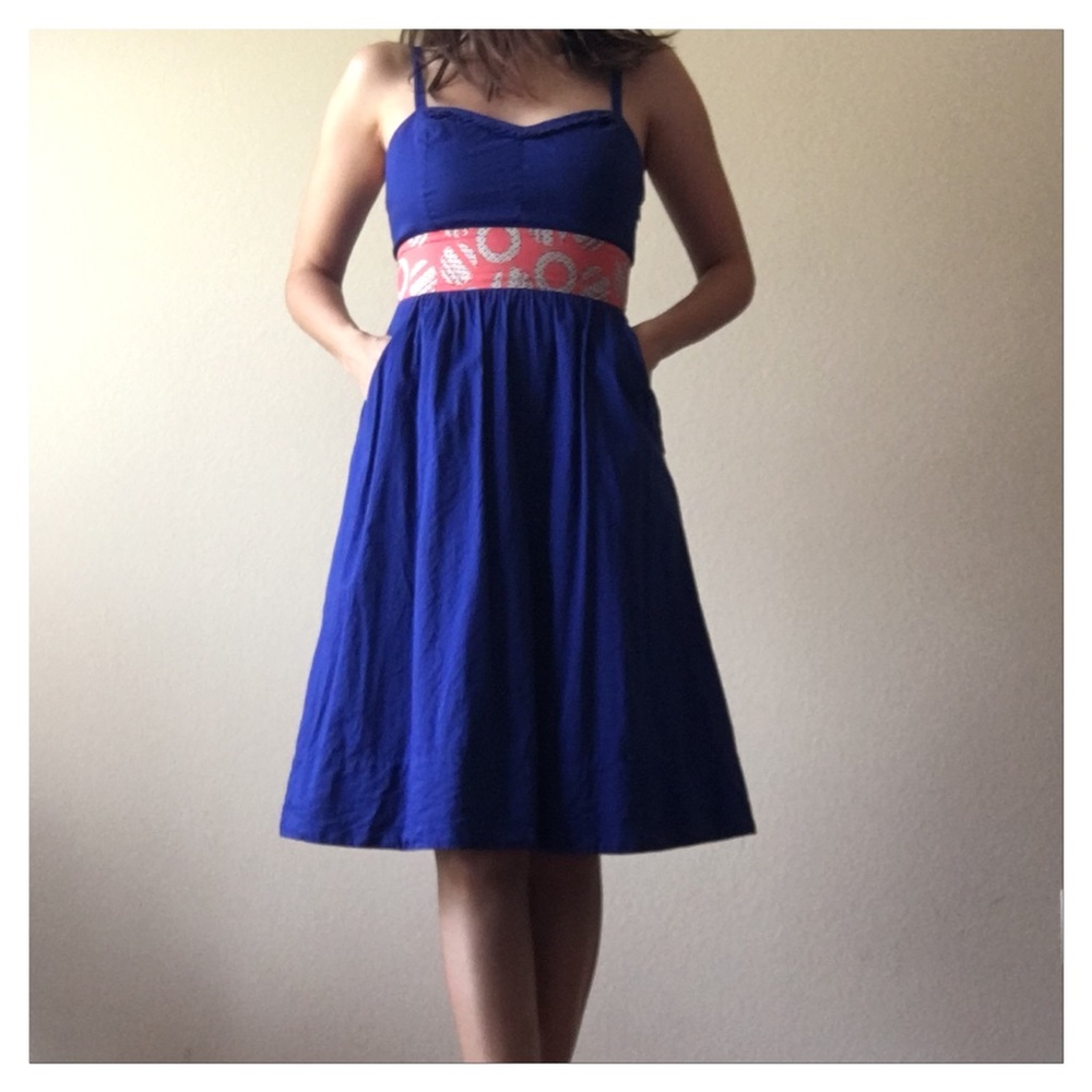 Anthro blue sundress w/pockets