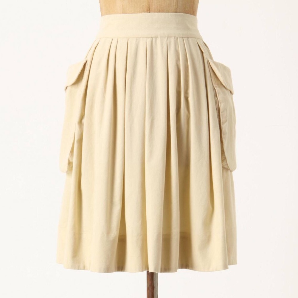 Anthro Maeve Effortless Corduroy Cream Skirt 2 - Picture 1 of 4
