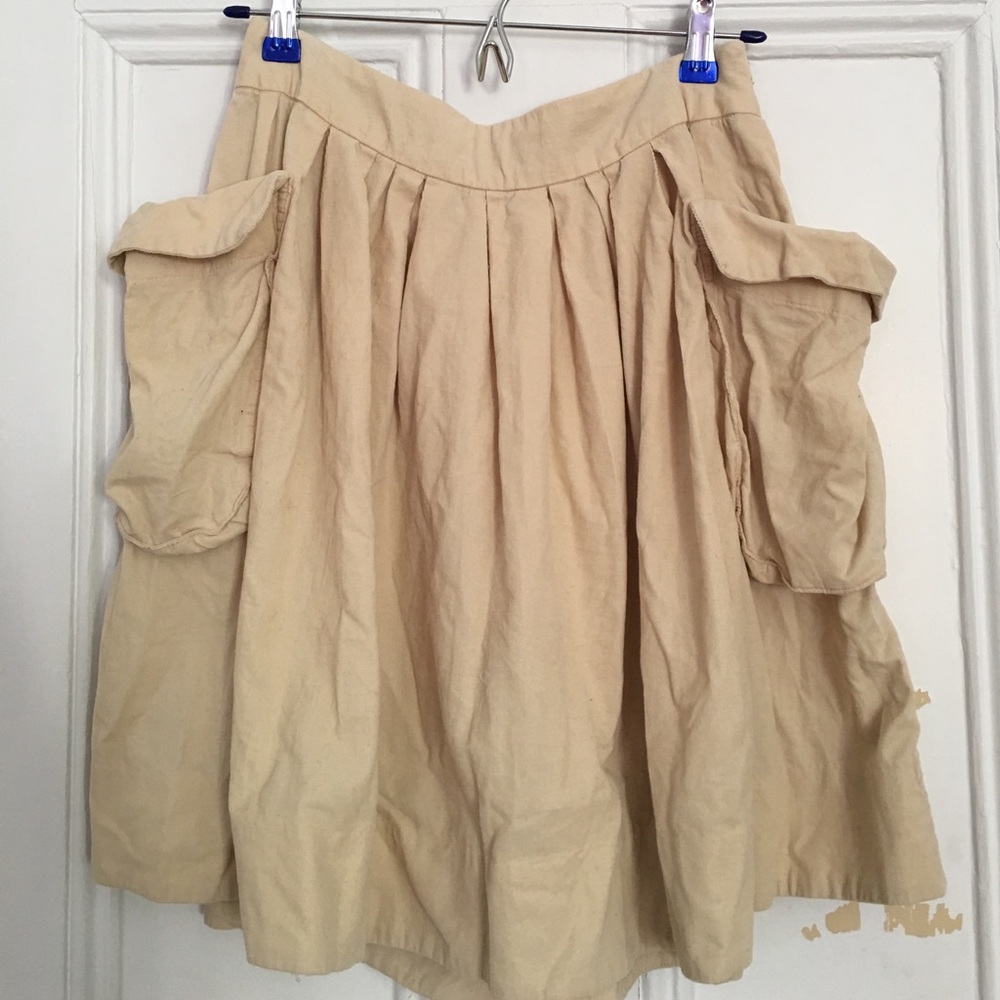 Anthro Maeve Effortless Corduroy Cream Skirt 2 - Picture 2 of 4