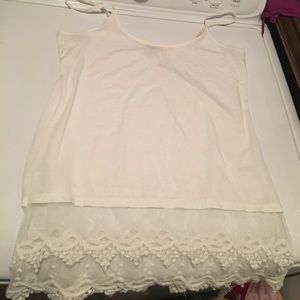 Off white tank top with lace detail
