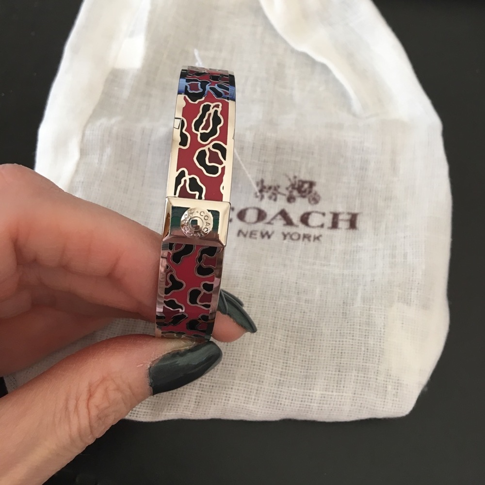 NWT coach pink black and silver bangle.