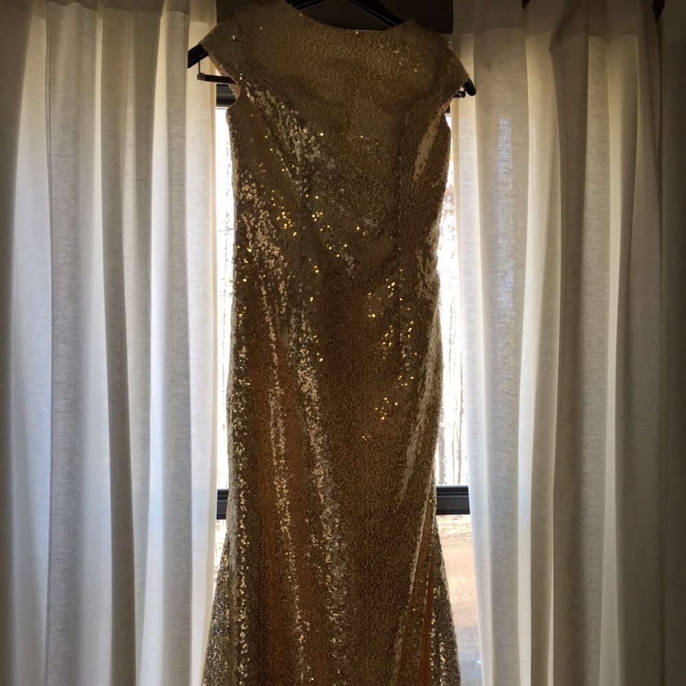 Gold Sequin Floor Length Gown