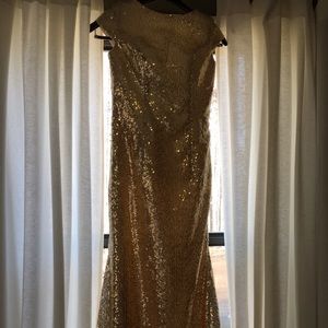 Gold Sequin Floor Length Gown