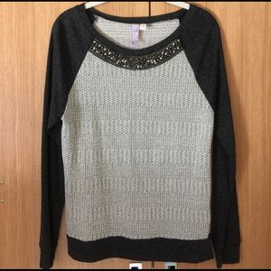 New beaded grey and white sweater