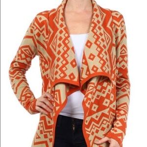 Tangerine Aztec Print Sweater