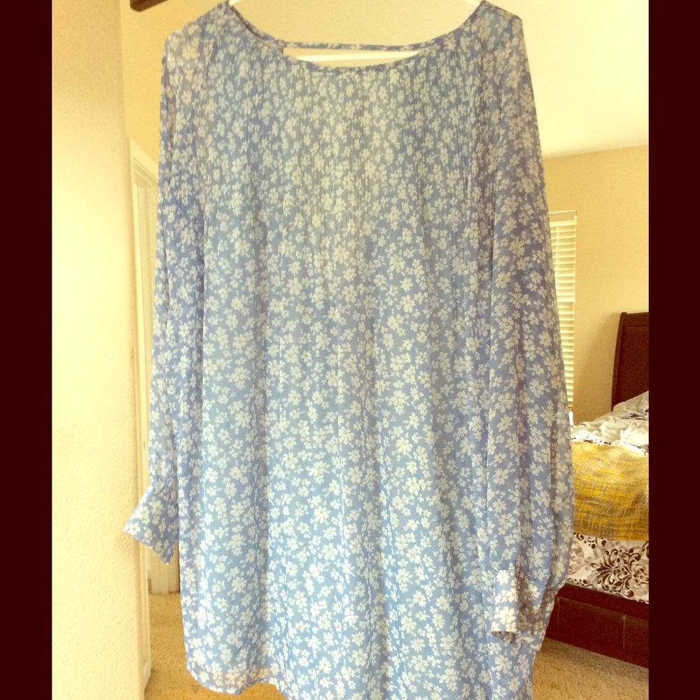 Light Blue Boho Flower Dress