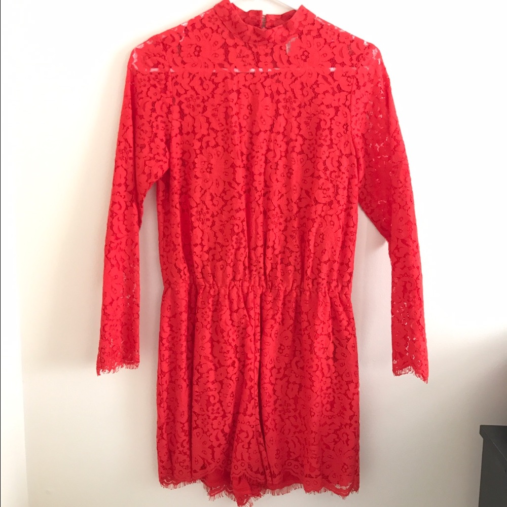 Red Lace Romper