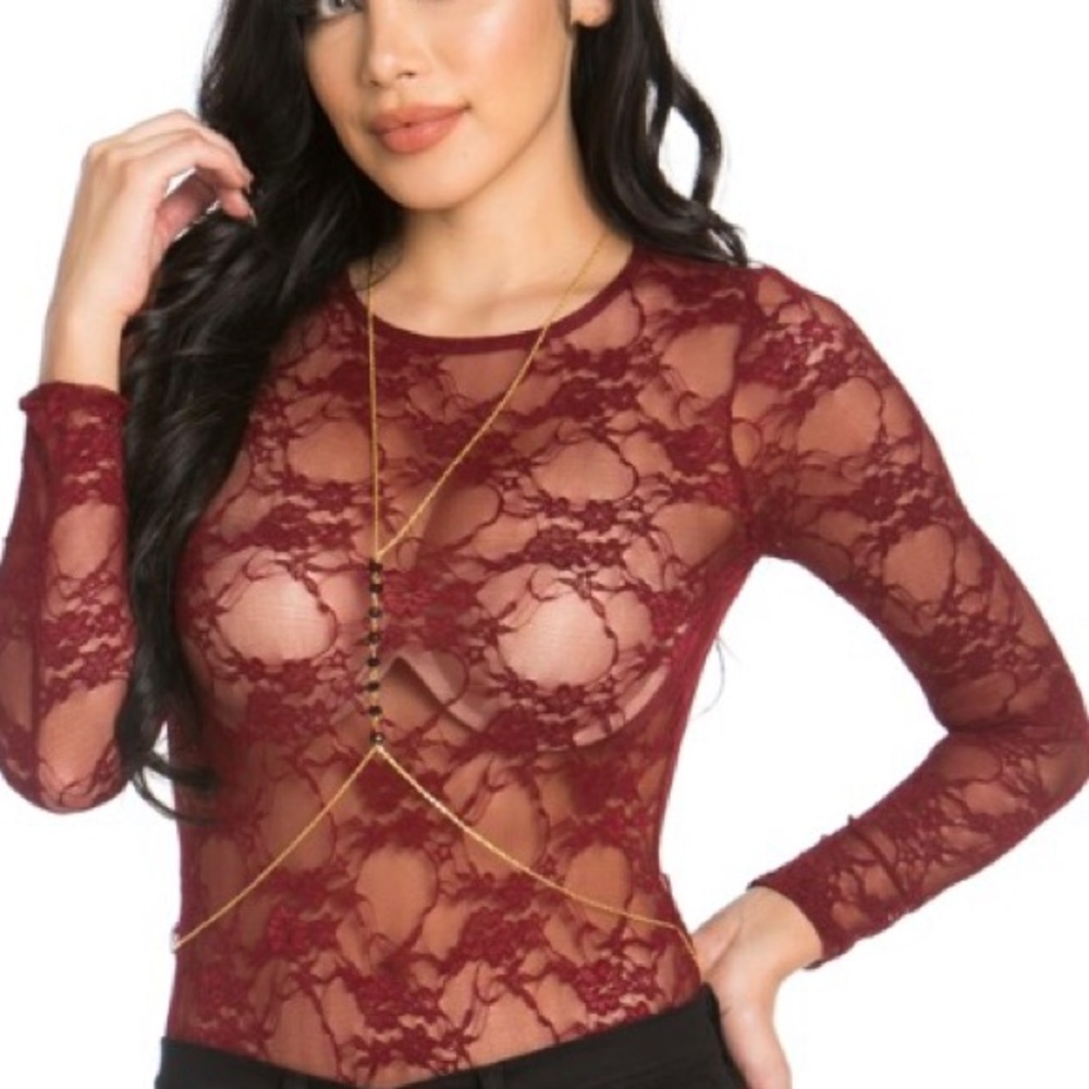 Lace burgundy Bodysuit
