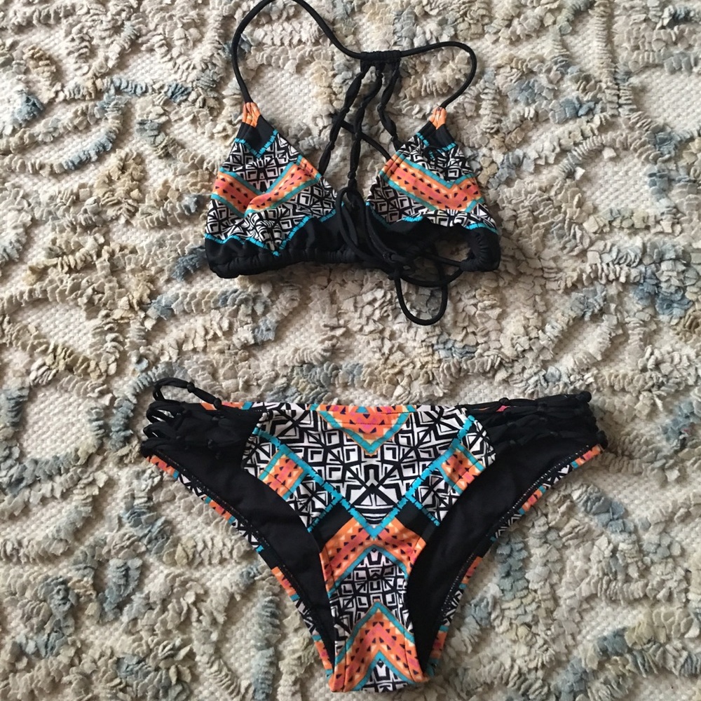 Multi colored jacks girls bikini