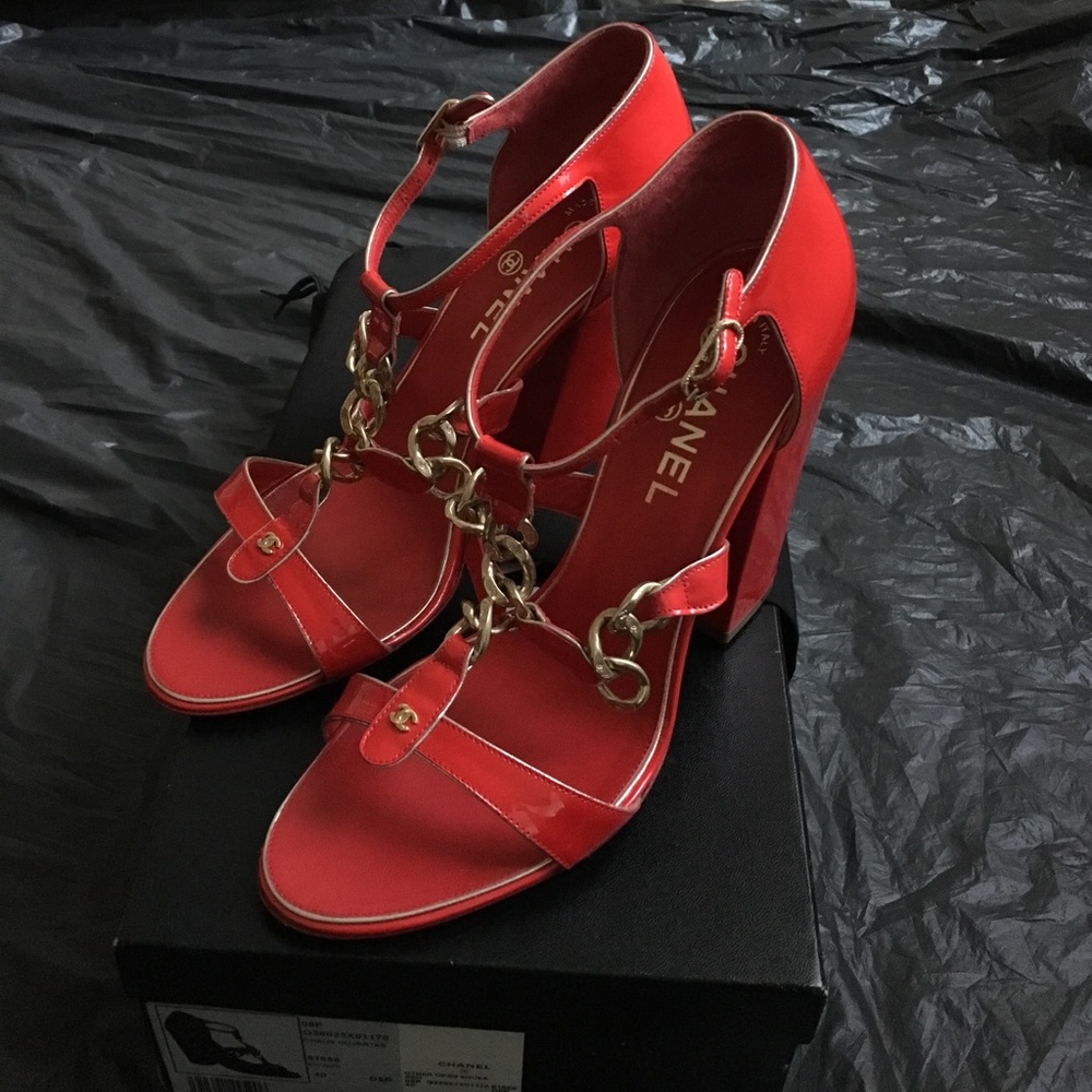 **SOLD**Chanel Red and Gold Sandals size 40 or 9