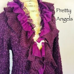 Long ruffled sweater coat