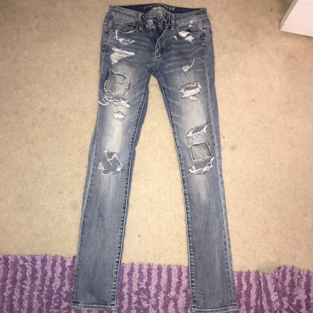 American Eagle ripped and patched skinny jeans