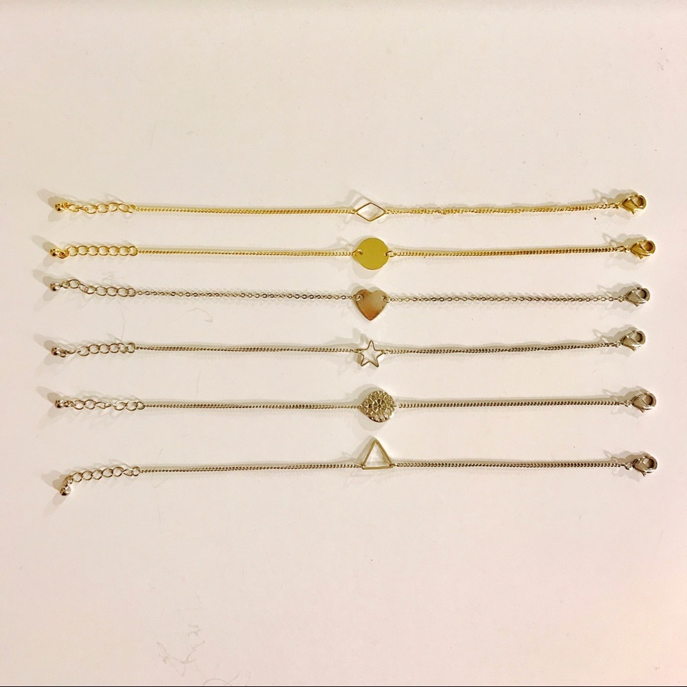 {Set of 6} Cute thin bracelet with shape charms