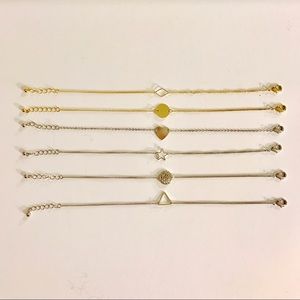 {Set of 6} Cute thin bracelet with shape charms