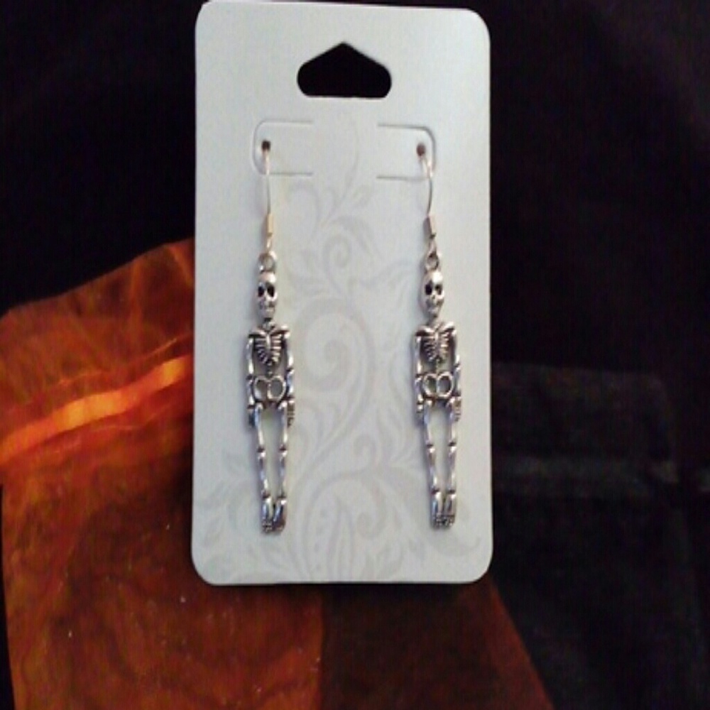 Full body 925 sterling silver skeleton earrings