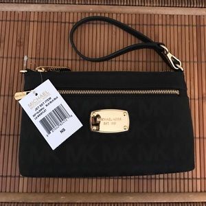 NWT Michael Kors Black MK Wristlet