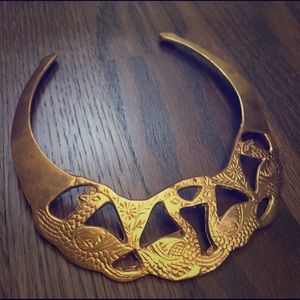Vintage brass peacock collar